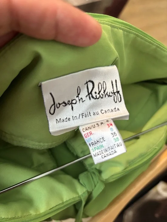 Joseph Ribkoff Size 6 Green Halter Dress | Elegant Draped Chiffon Midi 💚 - Picture 7 of 10